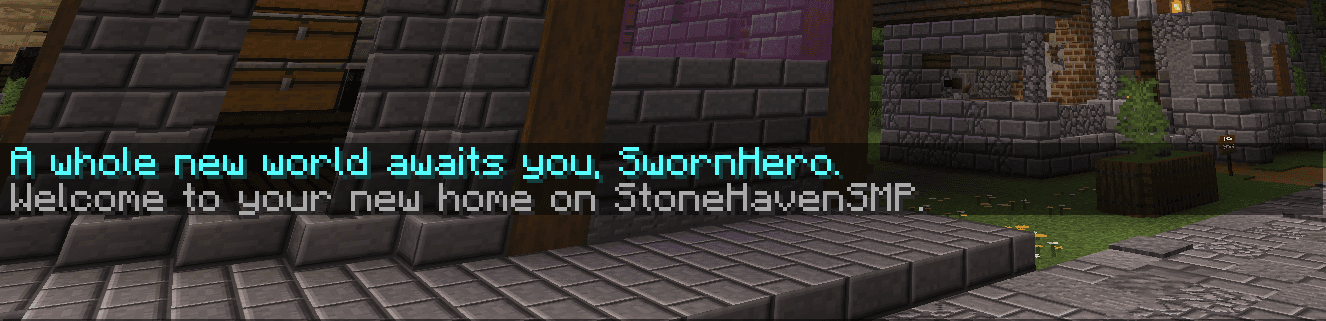 First-time join greeting: a whole new world awaits you on StoneHavenSMP