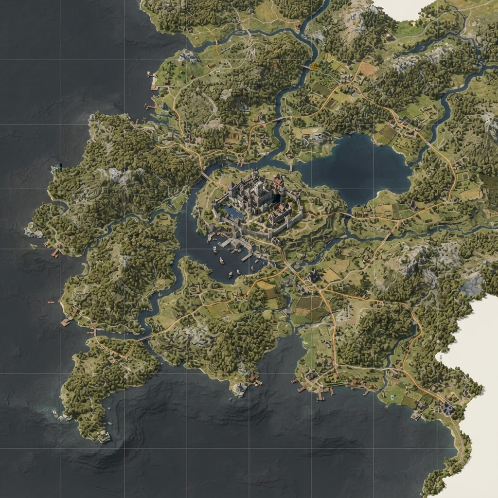 Aerial map of the StoneHaven survival world